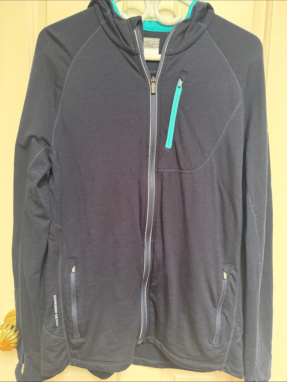 Icebreaker Merino GT Men's L Hooded zip sweater zip pockets; reflective detail